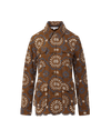 Veronica Beard Kiki Linen Eyelet Jacket - Deep Ochre Multi