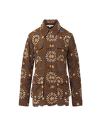 Veronica Beard Kiki Linen Eyelet Jacket - Deep Ochre Multi