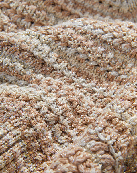 Veronica Beard Beige and brown knit sweater with metallic thread.