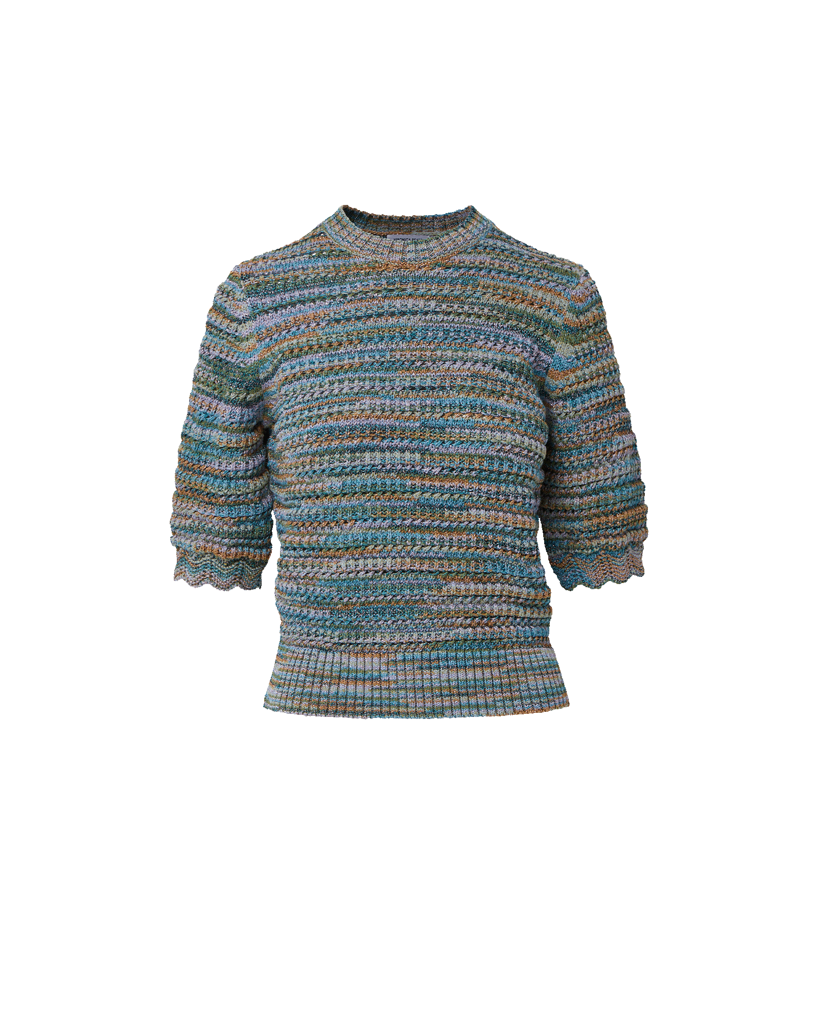 Veronica Beard Merivale Half-Sleeve Sweater - Stone Army Multi