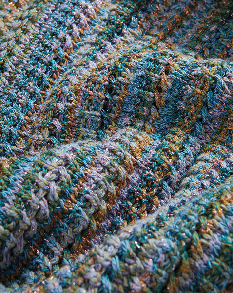 Veronica Beard Blue, green, and gold metallic knit fabric with
