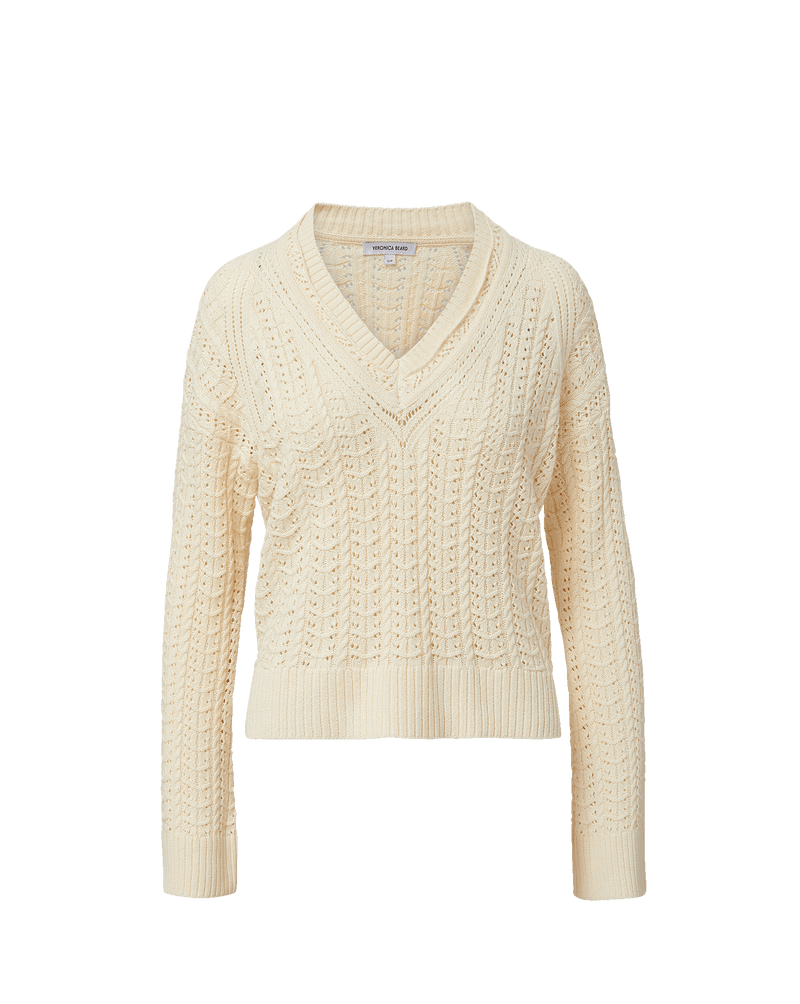Veronica Beard Deveraux Pointelle Sweater - Ecru