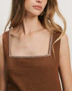 Veronica Beard Shanice Linen Mini Dress - Deep Ochre