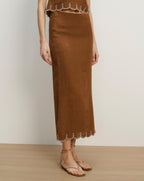 Veronica Beard Malou Linen Midi Skirt - Deep Ochre