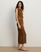 Veronica Beard Malou Linen Midi Skirt - Deep Ochre