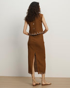 Veronica Beard Malou Linen Midi Skirt - Deep Ochre