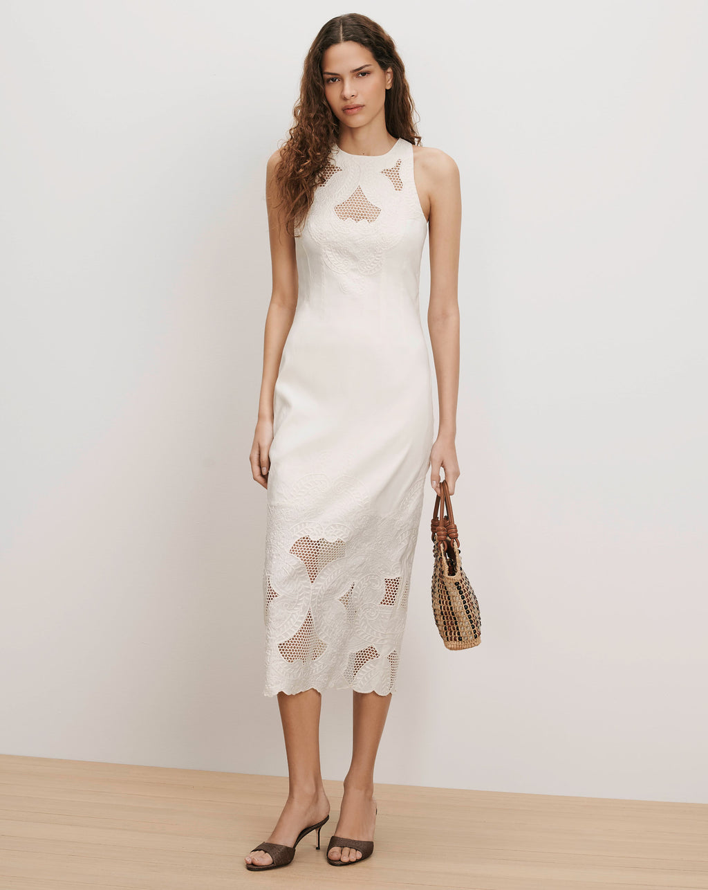 Veronica Beard Upten Eyelet Midi Dress - Dove White