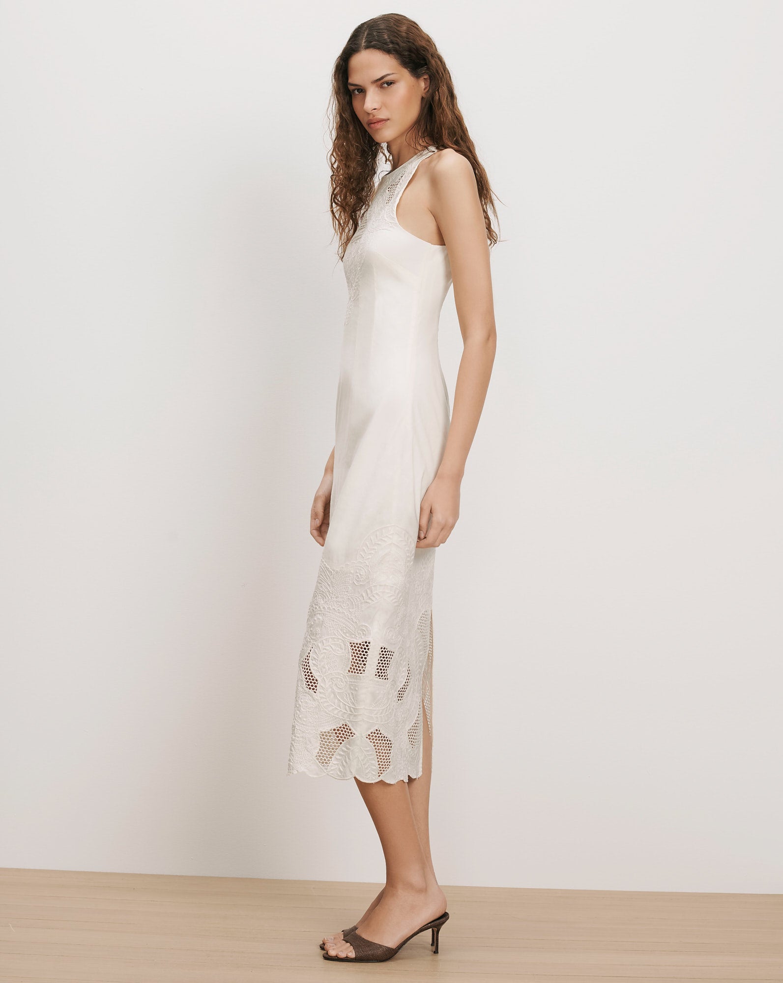 Veronica Beard Upten Eyelet Midi Dress - Dove White
