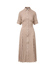 Veronica Beard Plaid midi shirt dress with short sleeves.