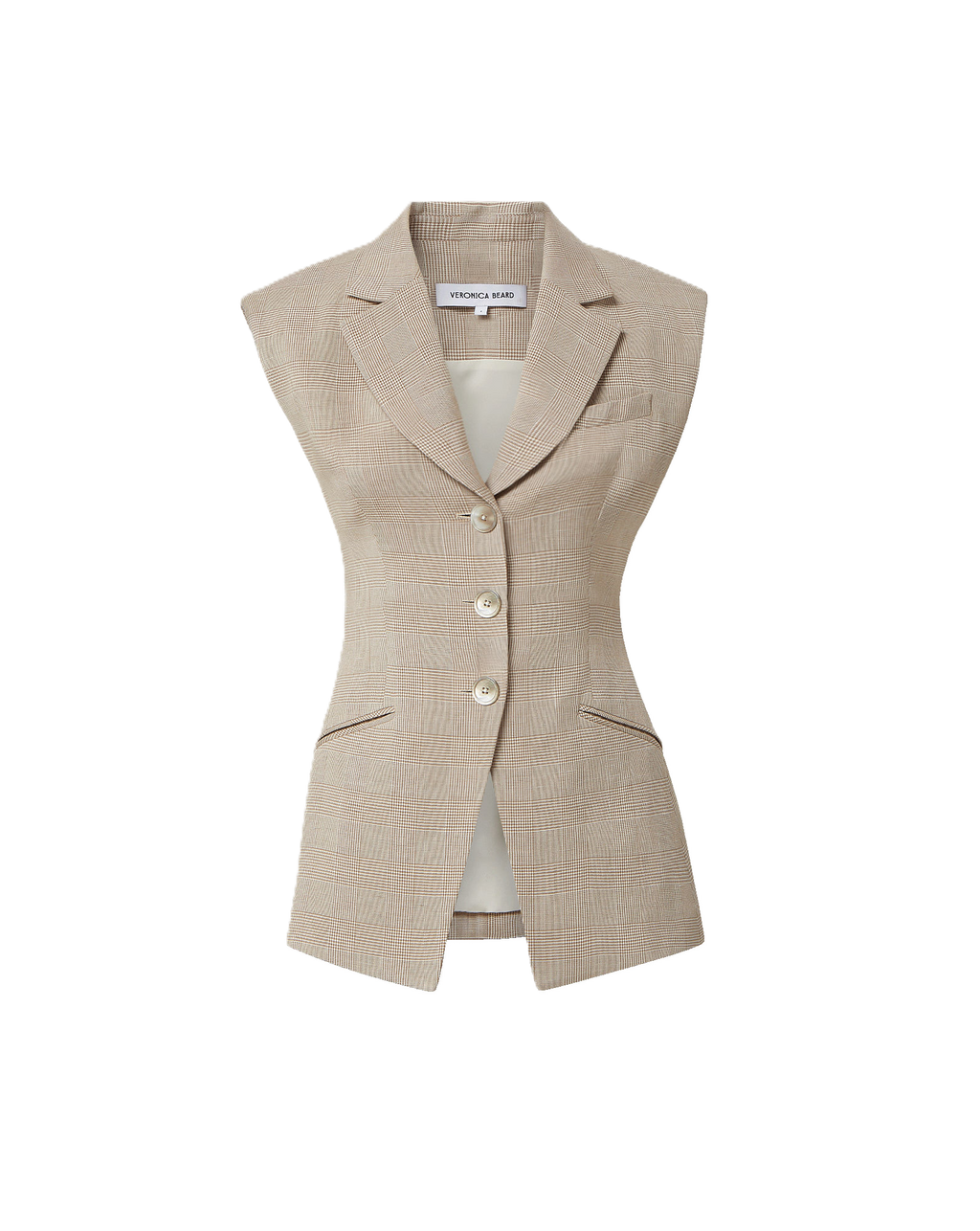 Veronica Beard Sorenne Plaid Vest - Dark Acorn/Dove Multi