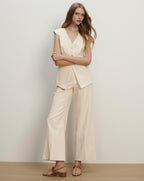 Veronica Beard Cassidee Wide-Leg Pant - Ecru