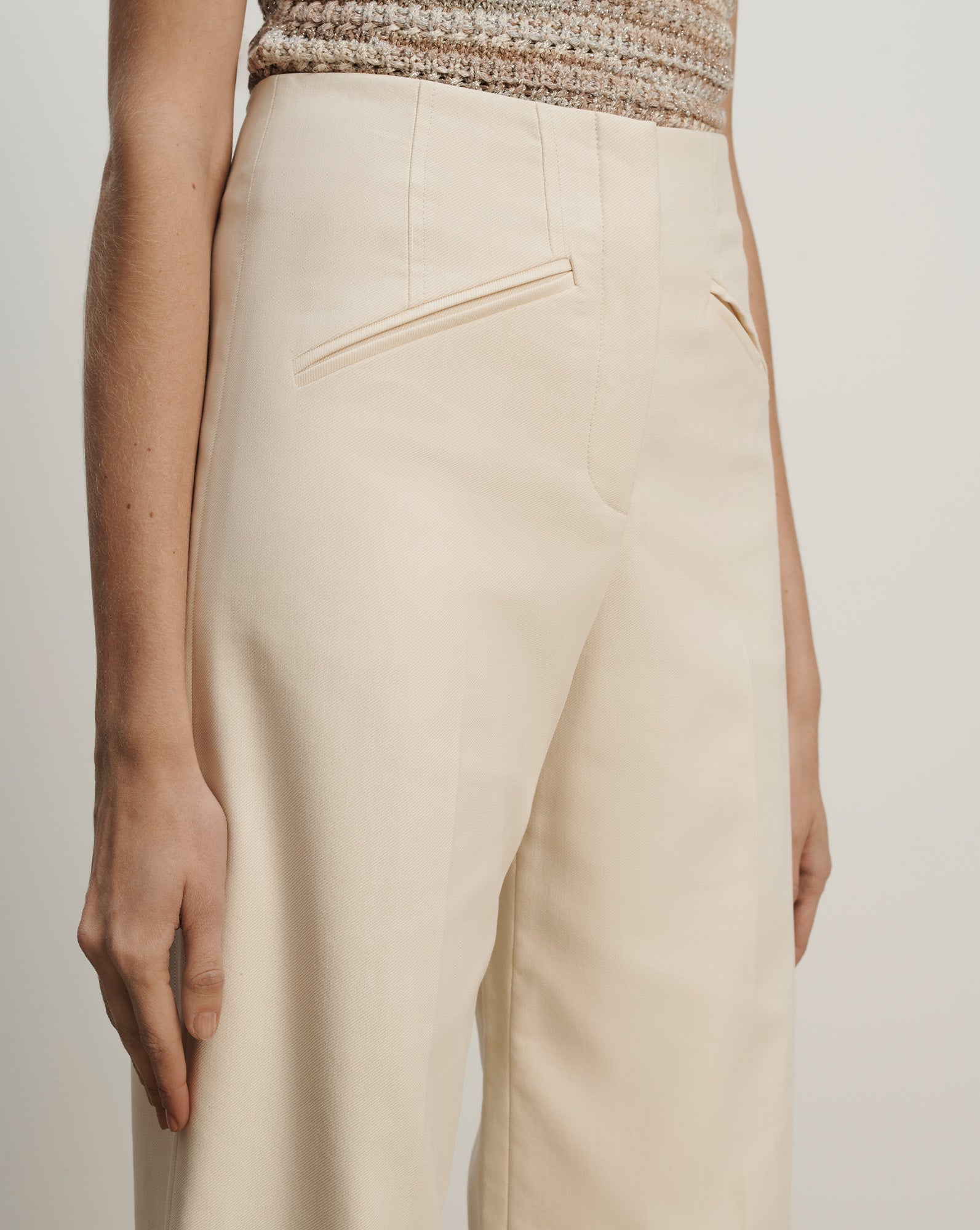 Veronica Beard Cassidee Wide-Leg Pant - Ecru