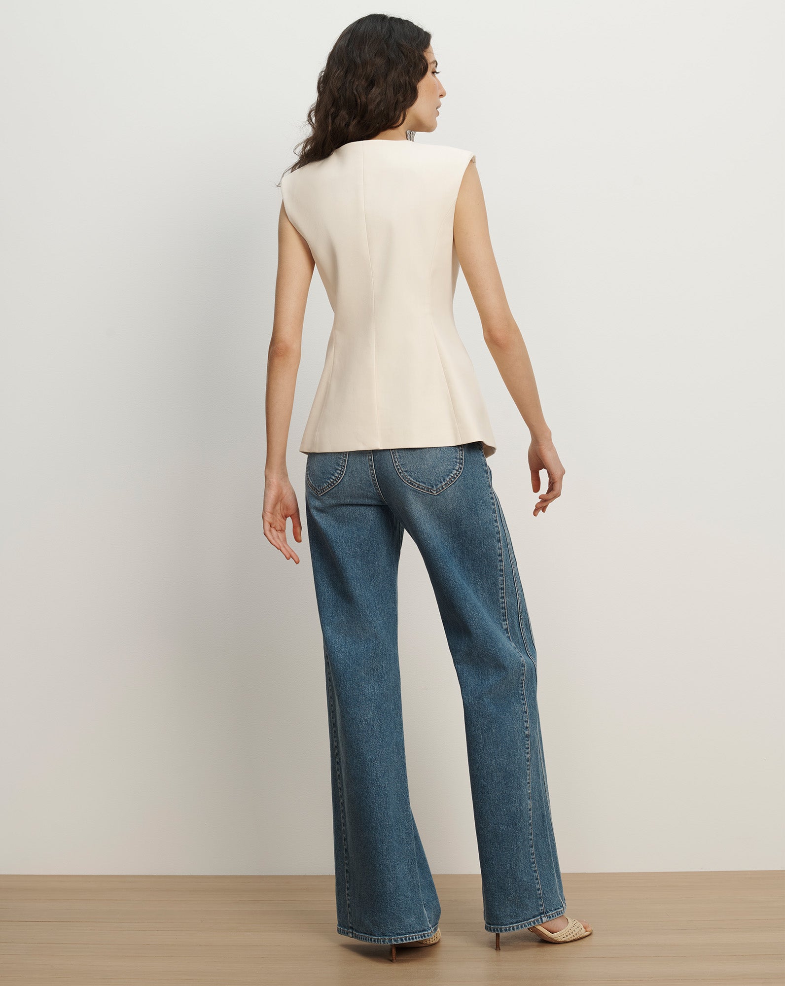 Veronica Beard Gillson Tailored Vest - Ecru