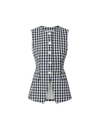 Veronica Beard Navy and white gingham vest with white buttons