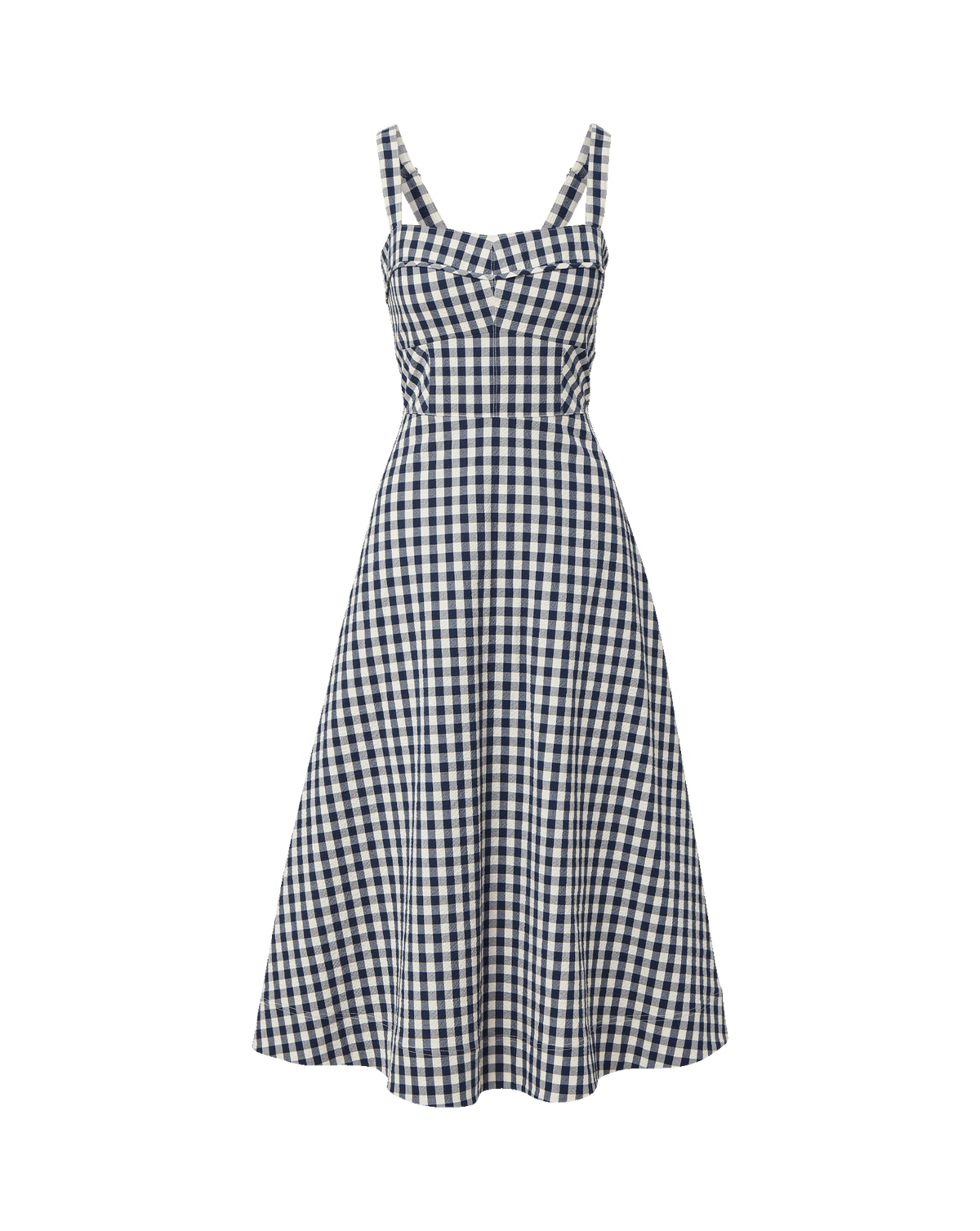 Aila Gingham Midi Dress in Navy/Dove White | Veronica Beard CA