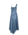 Veronica Beard Blue satin slip dress with lace trim.