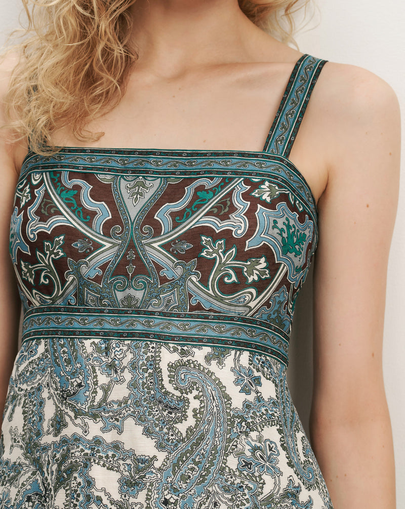 Veronica Beard Brown and blue paisley print sundress.