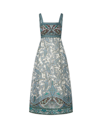 Veronica Beard Blue and white paisley print A-line midi dress.