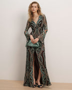 Veronica Beard Brown paisley maxi dress with long sleeves