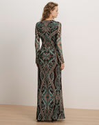 Veronica Beard Brown paisley long-sleeve maxi dress.