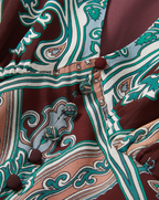 Veronica Beard Brown paisley print blouse with button details.