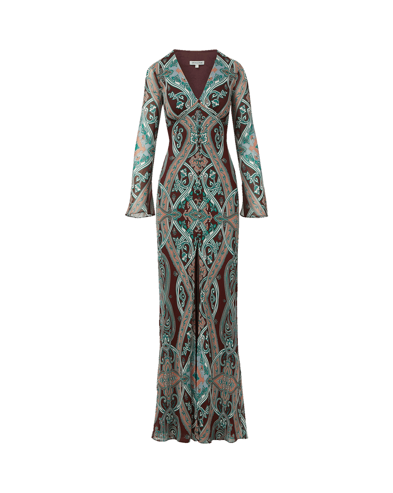 Veronica Beard Brown and teal paisley print maxi dress