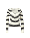Veronica Beard White and black striped ribbed knit cardigan.