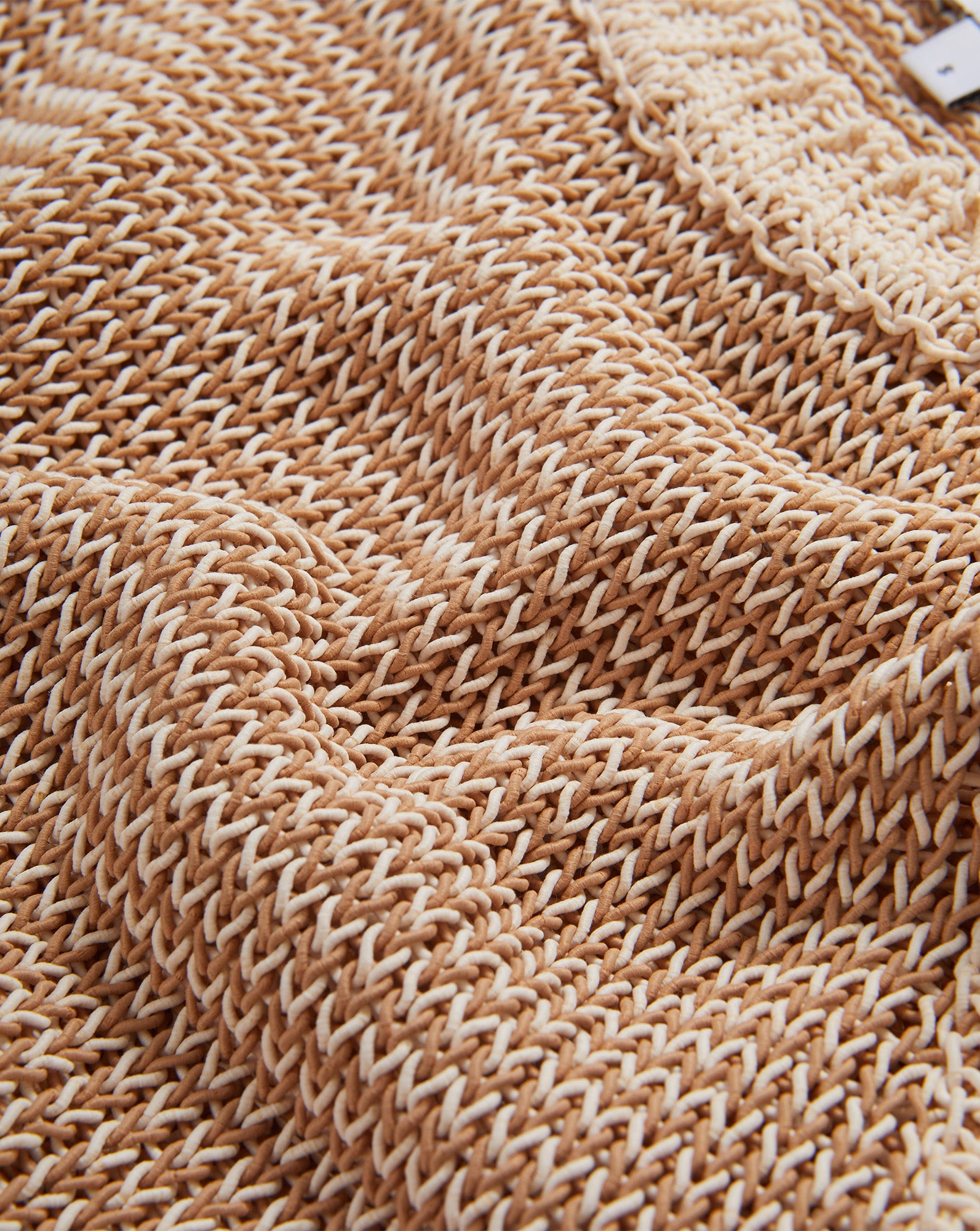 Veronica Beard Brown and beige knit sweater with wavy pattern.