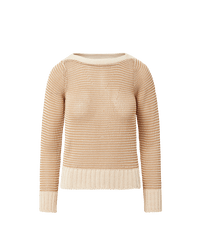 Veronica Beard Beige and white striped knit sweater.