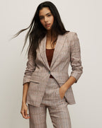 Veronica Beard Brown plaid single-breasted jacket