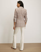 Veronica Beard Brown plaid jacket with white buttons.