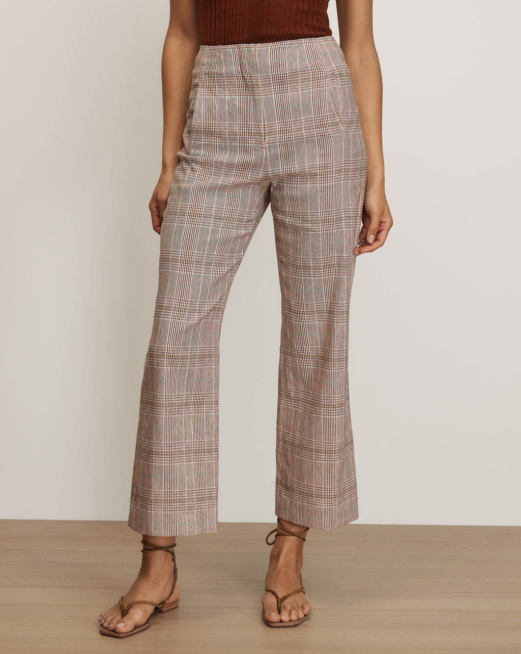 Veronica Beard Brown plaid wide-leg pants