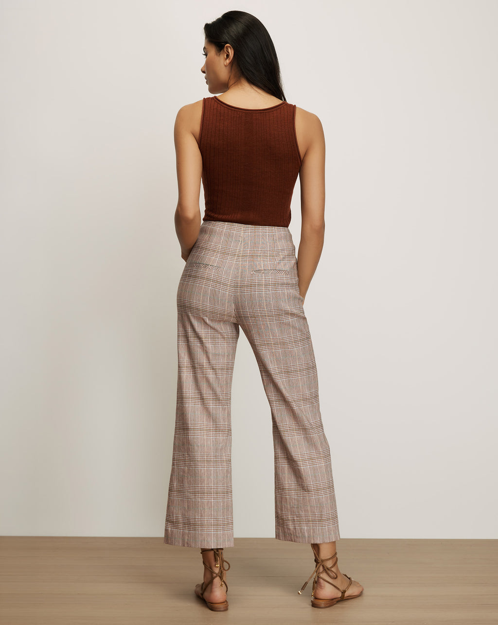Veronica Beard Brown plaid wide-leg pants