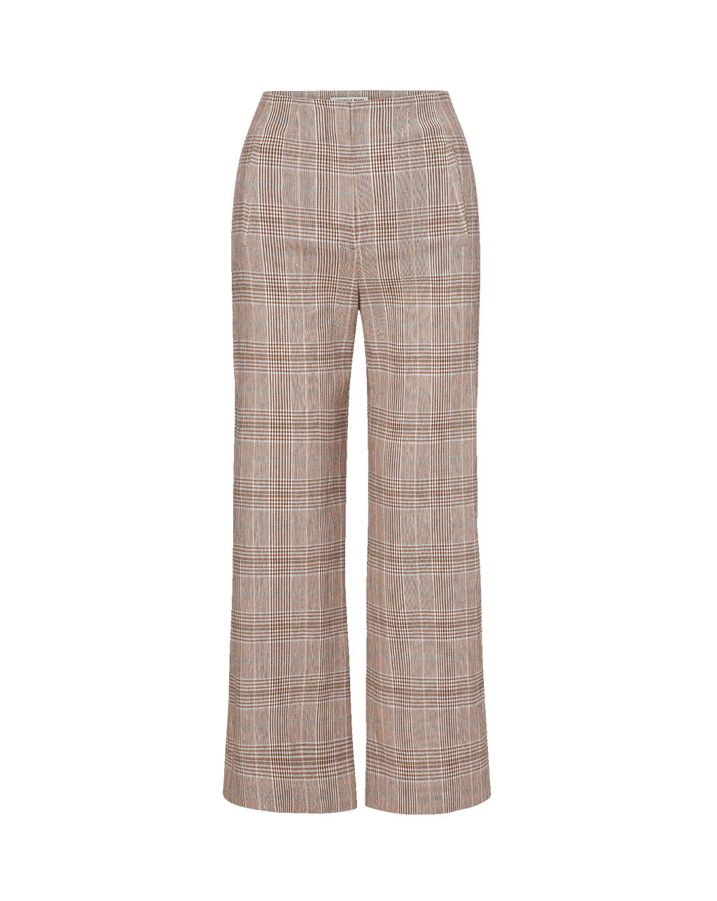 Veronica Beard Brown plaid wide-leg pants.