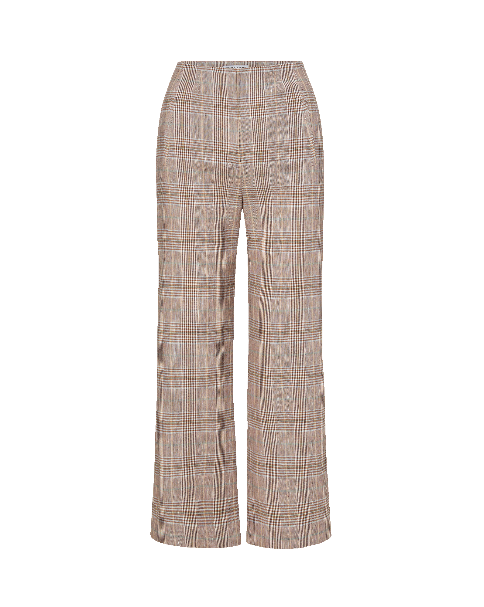 Veronica Beard Brown plaid wide-leg pants.