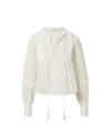 Veronica Beard White linen peasant top with pintucks and tassels.