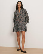 Veronica Beard Paisley print mini dress with ruffled hem.