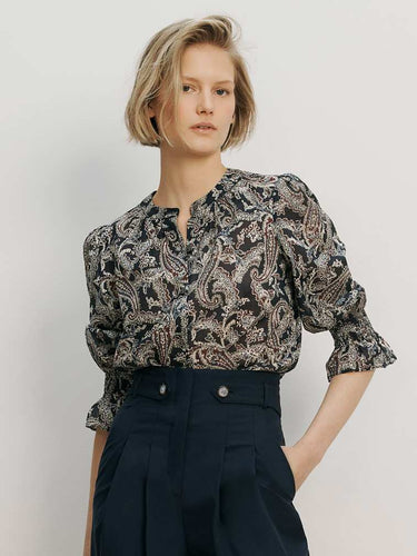 Veronica Beard 3/4 Ashlynn Blouse - Navy Multi