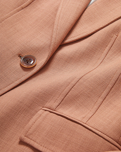 Veronica Beard Tan blazer with a single brown button and