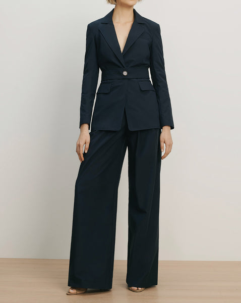 Veronica Beard Navy blazer and wide-leg pants suit with single