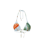 Veronica Beard White bikini top with beach print and tie straps