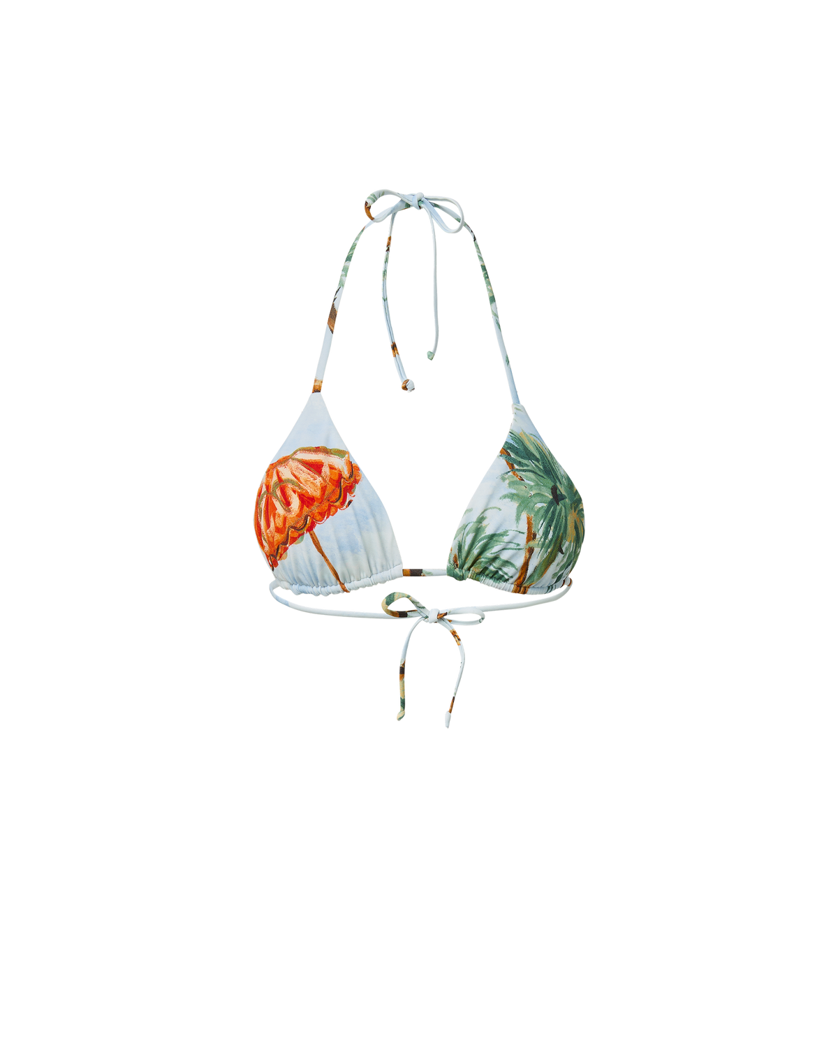 Veronica Beard White bikini top with beach print and tie straps