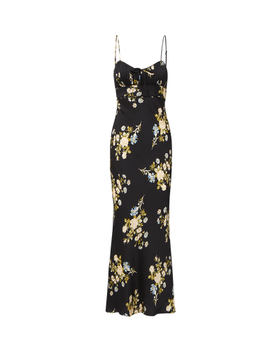 Veronica Beard Black floral maxi slip dress.