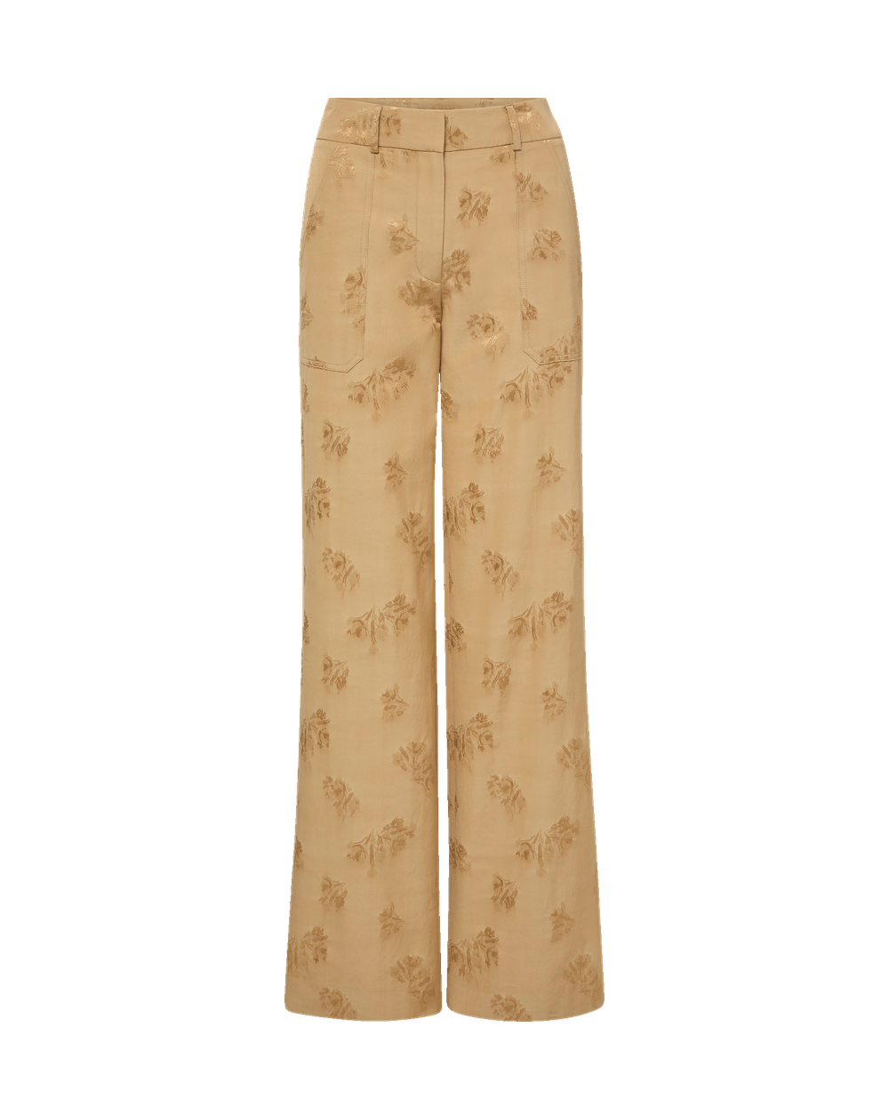 Veronica Beard Beige floral embroidered wide-leg pants