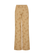 Veronica Beard Beige floral embroidered wide-leg pants
