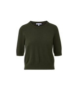 Veronica Beard Olive green knit sweater, elbow sleeves, crew neck.