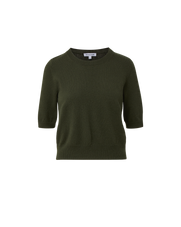 Veronica Beard Olive green knit sweater, elbow sleeves, crew neck.