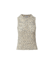Veronica Beard Cream and silver sleeveless knit sweater.