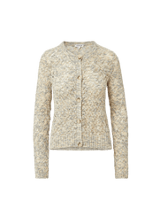 Veronica Beard Beige knit cardigan with round buttons.
