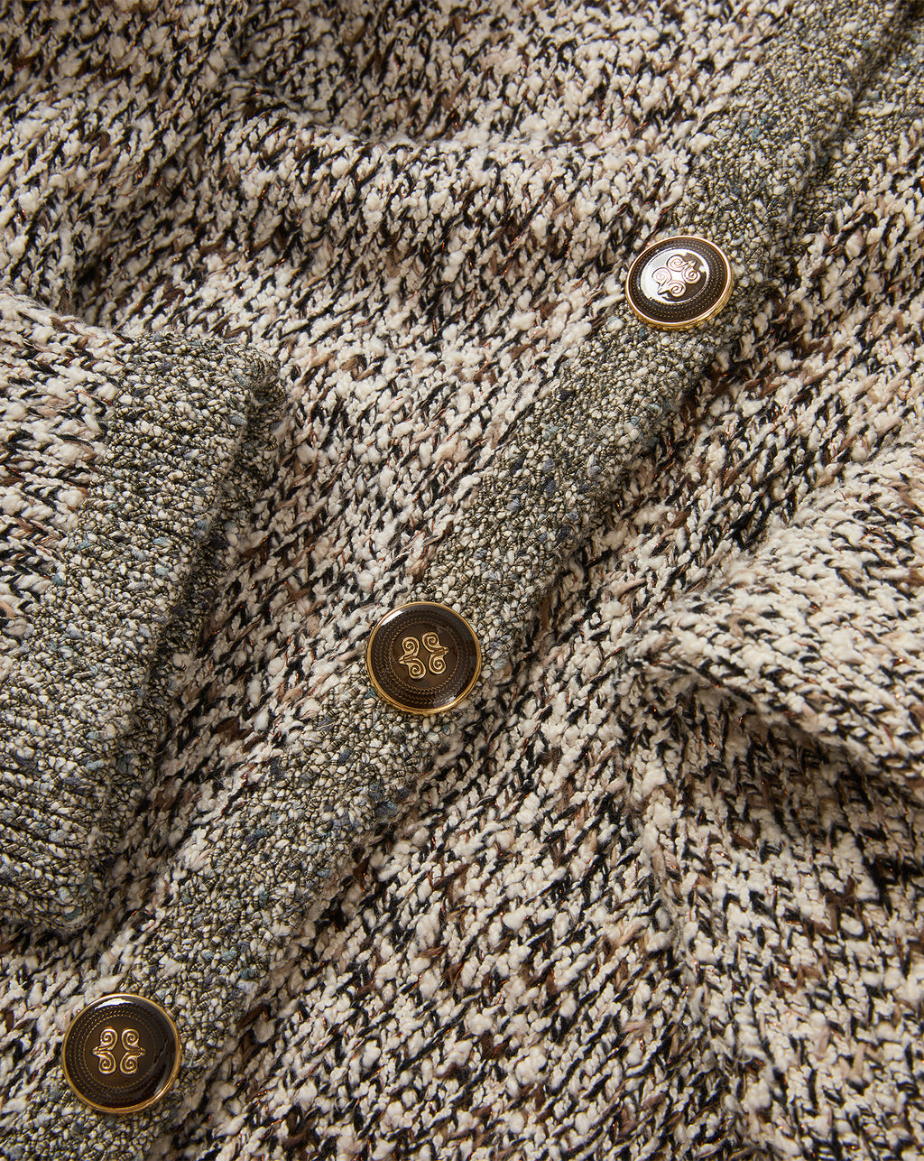 Veronica Beard Brown tweed cardigan with gold buttons